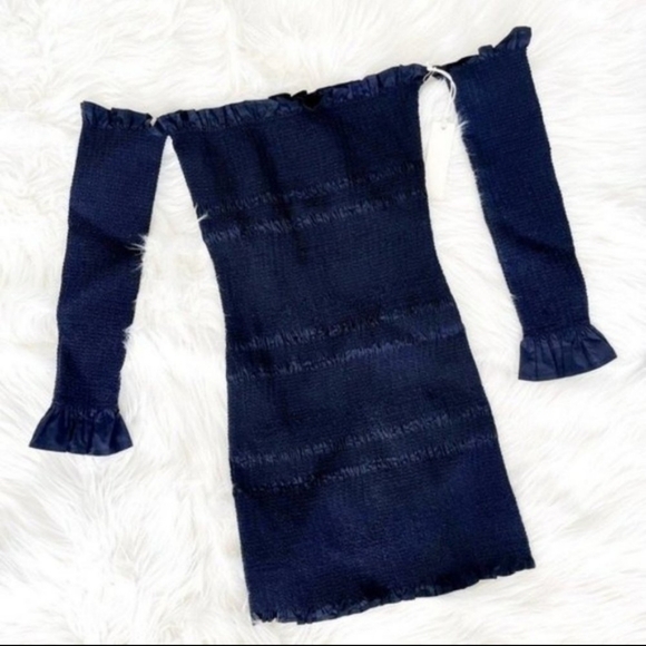 Capulet Dresses & Skirts - Capulet Clara smocked off shoulder black mini dress NWT